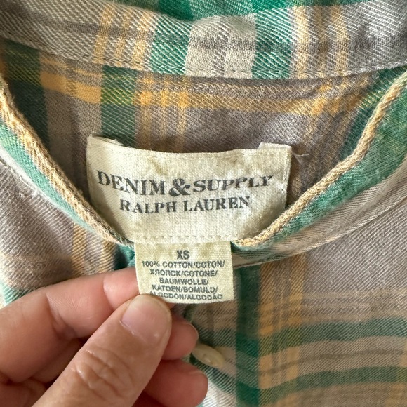 Denim & Supply Ralph Lauren Plaid Sleeveless Top - Green and Yellow - Picture 2 of 5